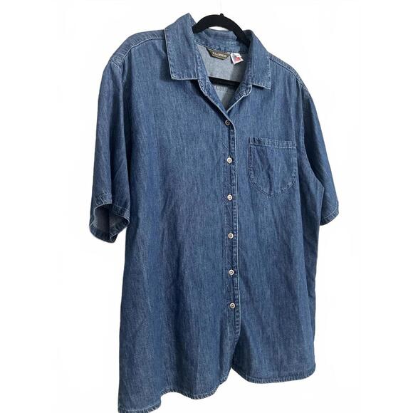 Vintage 90s Willowbend Blue Denim Chambray Button Up Womens size XL Cottage USA - Picture 5 of 5